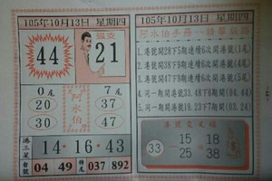 10/13阿水伯手冊----精華版路~六合彩參考看看