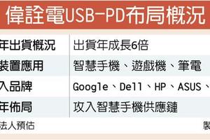 個股產業:  偉詮電USB-PD出貨大爆發