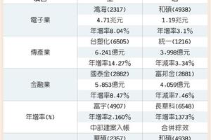 元/11號 2017年營收五王五后出列！