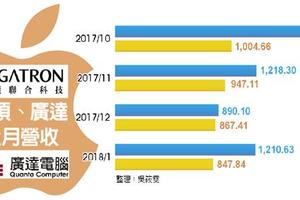 蘋果甜 和碩、廣達1月營收超讚