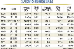 2月營收暴衝股 有基之彈