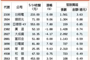 5/15 官股守護520行情 大買台積電