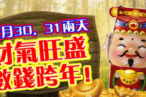 12月30，31兩天，財氣旺盛，數錢跨年！