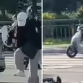 摔車沒動靜！她當街猛踹男子頭部　路人全無視