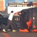 國中教師目睹火燒車　徒手硬掰車門救人
