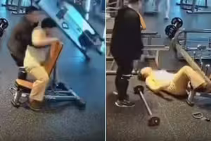 健身房鍛煉一半 龍門架突然整座倒下 健身房鍛煉一半 龍門架突然整座倒下
