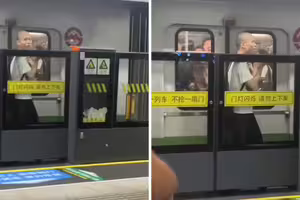 想衝進地鐵車廂　男子活活困夾縫