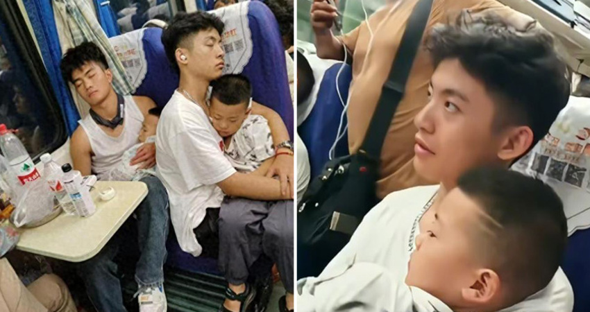 2男大生整路「抱小孩搭火車」　孩子不是他們的！真相曝光網讚：將來不得了