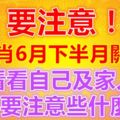 要注意！12生肖6月下半月關鍵詞！看看自己及家人需要注意些什麼？