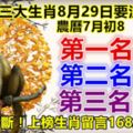 三大生肖8月29日要注意!第一名：猴。第二名：馬。第三名：蛇。大小財不斷！上榜生肖留言168298必轉!