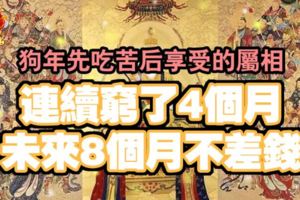 狗年先吃苦後享受的屬相，連續窮了4個月，未來8個月不差錢