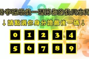 趣位測試：你的身分證字號最後一碼是什麼？測出你的後天命局！測過的99%都說超準！