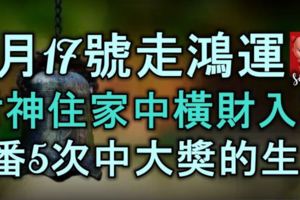 8月17號開始走鴻運，財神住家中，橫財入宅，3番5次中大獎的生肖！