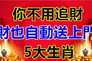 你不用追財，財也自動送上門5大生肖