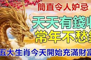 天天有錢收，常年不愁錢。五大肖今天開始充滿財富。