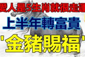 愛人是5生肖就很走運，就像家有「金豬賜福」，上半年轉富貴