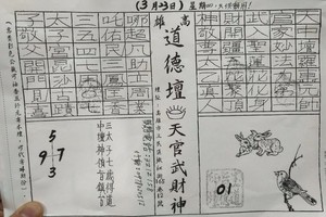 3/21-3/23  道德壇 天官武財神-六合彩參考