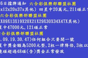 6/6  六合彩通告.jpg祝大家中獎