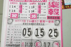 7/17-7/18  539娛樂報-今彩539參考~祝大家中獎  