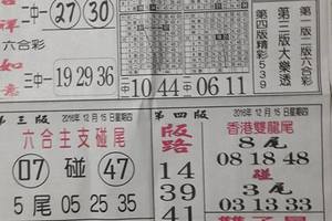 12/15  先鋒報-六合彩參考